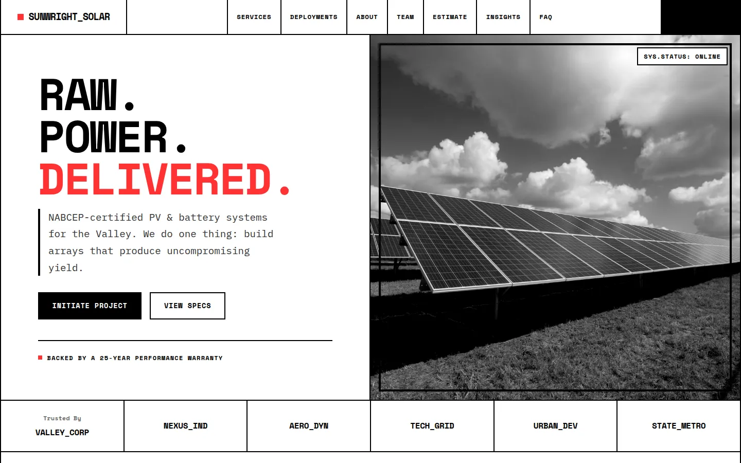 SunWright Solar — Commercial website
